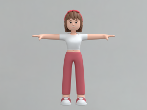 Minimal Woman Cartoon Character 02 Modelo 3D