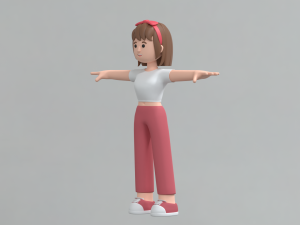 Minimal Woman Cartoon Character 02 Modelo 3D
