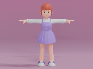 Minimal Woman Cartoon Character 03 3D 模型