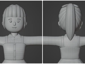Personagem de desenho animado de mulher m&iacute;nima 03 Modelo 3D