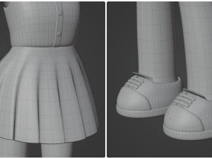 Personagem de desenho animado de mulher m&iacute;nima 03 Modelo 3D