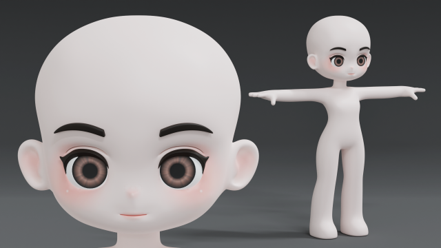 Base Model Cartoon Character Low-poly 3D Model .c4d .max .obj .3ds .fbx .stl .blend 