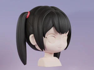 Female Hair Style 02 3D Model
