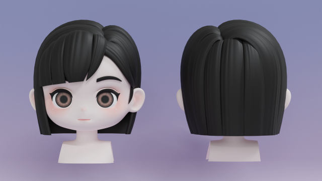 Female Hair Style 07 3D Model .c4d .max .obj .3ds .fbx .stl .blend 