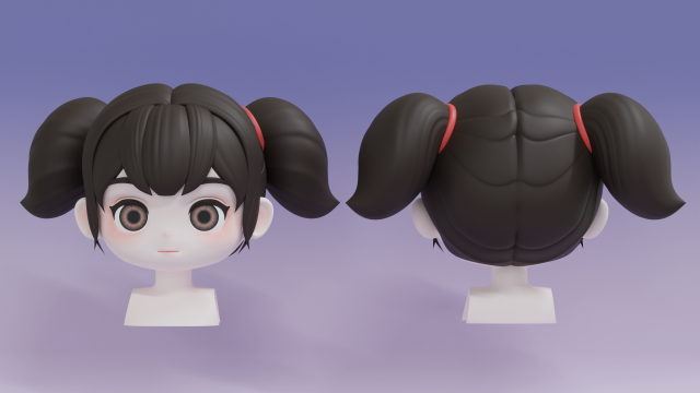 Female Hair Style 08 Model 3D .c4d .max .obj .3ds .fbx .stl .blend 