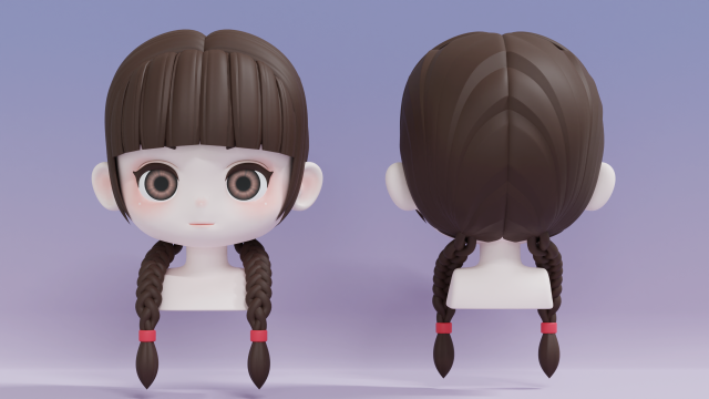 Female Hair Style 09 Modello 3D .c4d .max .obj .3ds .fbx .stl .blend 