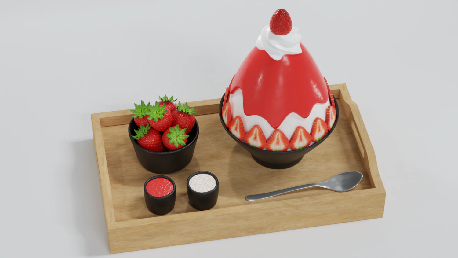 Strawberry Bingsu 3D Model .c4d .max .obj .3ds .fbx .stl .blend 