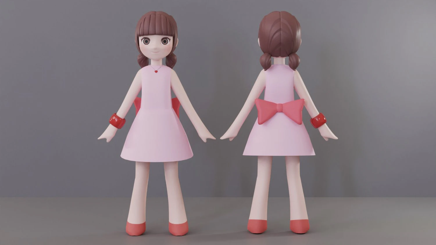 Minimal Woman Cartoon Character 3D Model .c4d .max .obj .3ds .fbx .stl .blend 