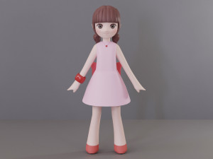 Minimal Woman Cartoon Character 3Dモデル
