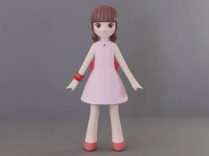 Minimal Woman Cartoon Character 3D Model