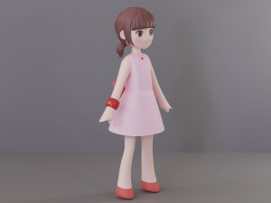 Minimal Woman Cartoon Character 3Dモデル