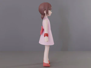 Minimal Woman Cartoon Character 3D Model