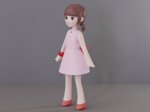 Minimal Woman Cartoon Character 3Dモデル