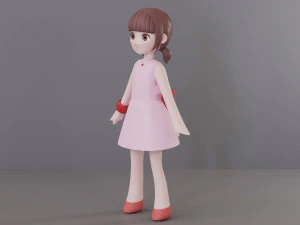 Minimal Woman Cartoon Character 3D Model