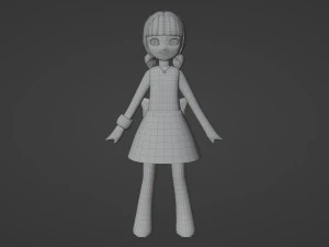 Minimal Woman Cartoon Character 3D Model