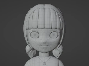 Minimal Woman Cartoon Character 3D Model
