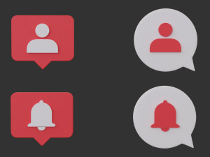 Bubble Notification Icon Set 3D Model