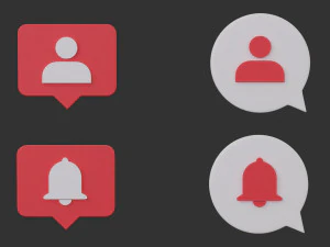 Bubble Notification Icon Set 3D Model
