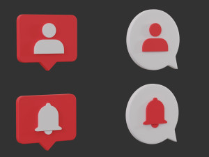 Bubble Notification Icon Set 3D Model