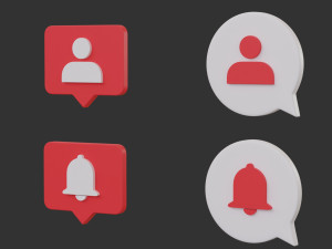 Bubble Notification Icon Set 3D Model