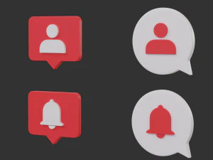 Bubble Notification Icon Set 3D Model
