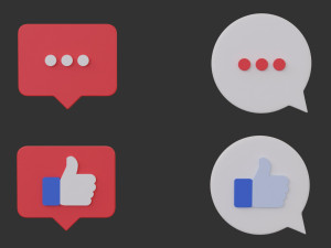 Bubble Notification Icon Set 3D Model