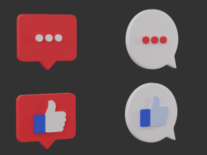 Bubble Notification Icon Set 3D Model