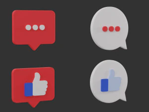 Bubble Notification Icon Set 3D Model
