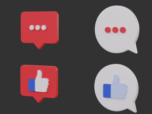 Bubble Notification Icon Set 3D Model