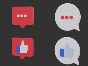 Bubble Notification Icon Set 3D Model