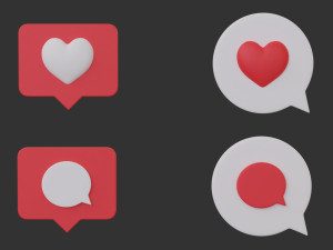 Bubble Notification Icon Set 3D Model