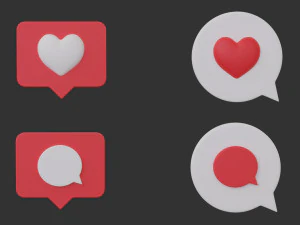 Bubble Notification Icon Set 3D Model