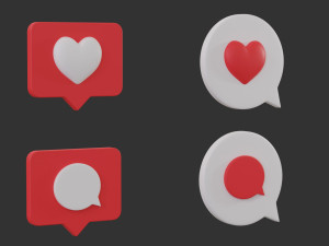 Bubble Notification Icon Set 3D Model