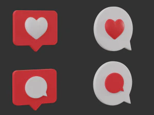 Bubble Notification Icon Set 3D Model