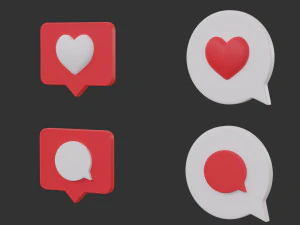 Bubble Notification Icon Set 3D Model