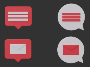 Bubble Notification Icon Set 3D Model