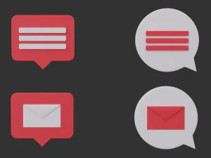 Bubble Notification Icon Set 3D Model