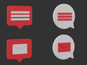 Bubble Notification Icon Set 3D Model