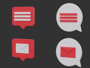 Bubble Notification Icon Set 3D Model