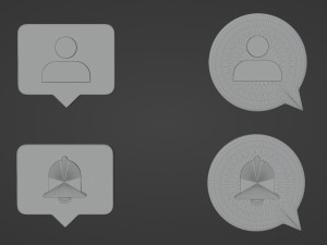 Bubble Notification Icon Set 3D Model