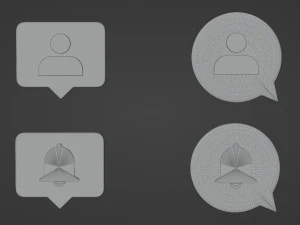 Bubble Notification Icon Set 3D Model