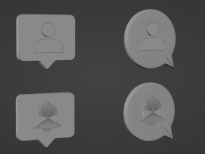 Bubble Notification Icon Set 3D Model