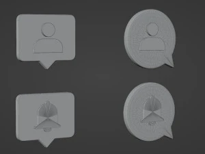 Bubble Notification Icon Set 3D Model
