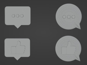 Bubble Notification Icon Set 3D Model