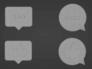 Bubble Notification Icon Set 3D Model