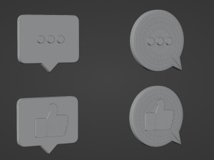 Bubble Notification Icon Set 3D Model