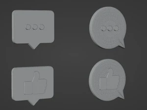 Bubble Notification Icon Set 3D Model