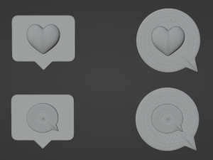 Bubble Notification Icon Set 3D Model