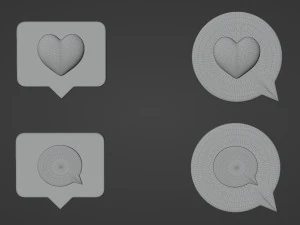 Bubble Notification Icon Set 3D Model