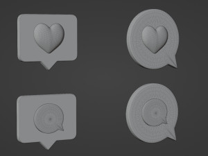 Bubble Notification Icon Set 3D Model
